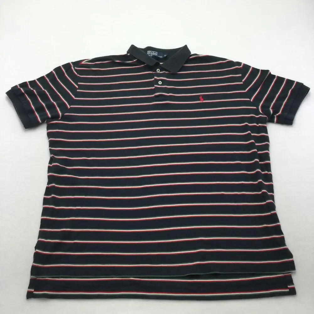 Polo By Ralph Lauren Polo Shirt Mens XL Blue Striped Short Sleeve Casual Cotton